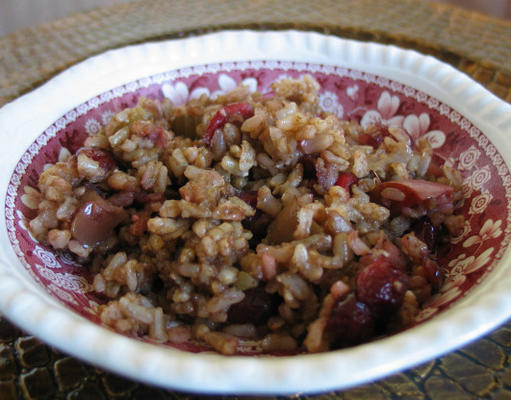 arroz integral com maçãs e cranberries