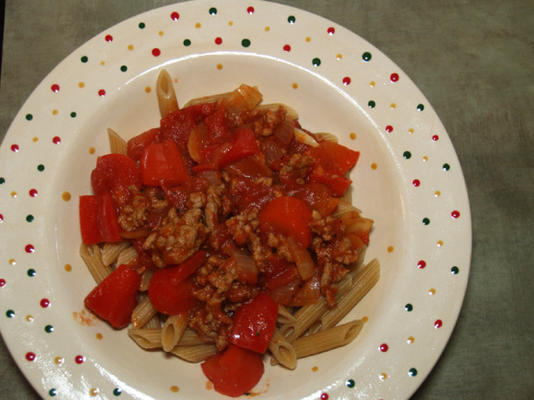 penne com salsicha e pimentão