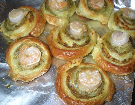 espirais de camarão pesto