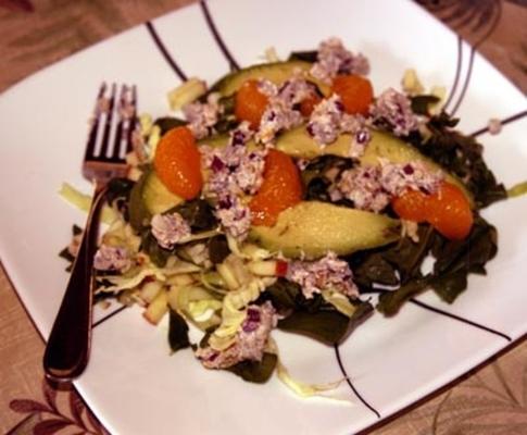 maçã, salada de abacate com molho de mandarim