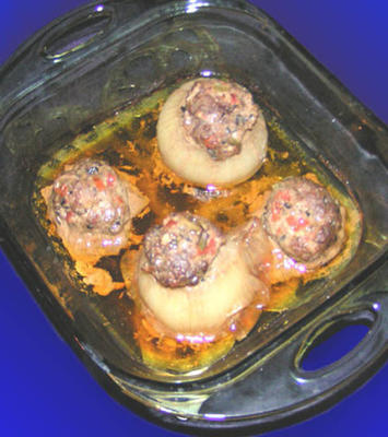 cebolas recheadas com linguiça de elswet