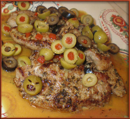 lombo de porco com molho de azeitona piccata