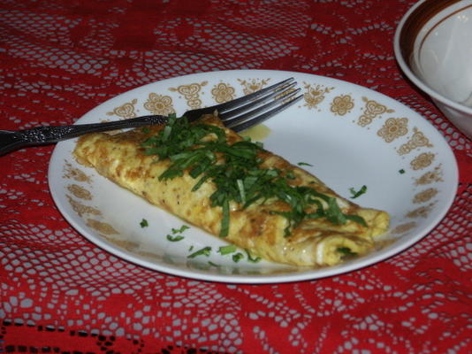 omelete de camarão e espinafre