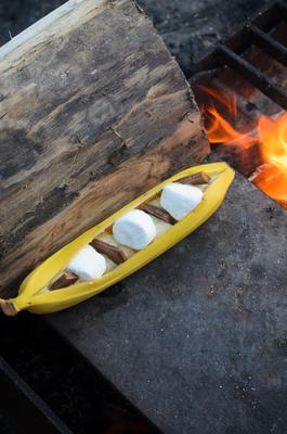 fogueira de banana boat chocolate caramelo s'mores
