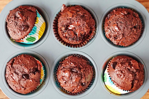 muffins de chocolate duplo
